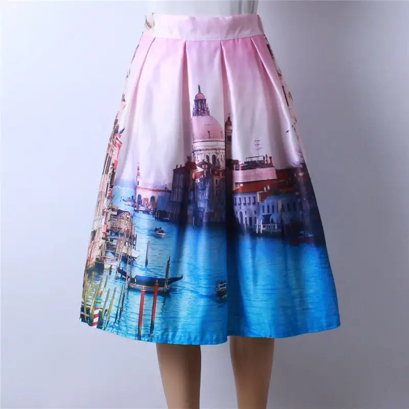 Vintage Venice High Waist Pleated Skirt