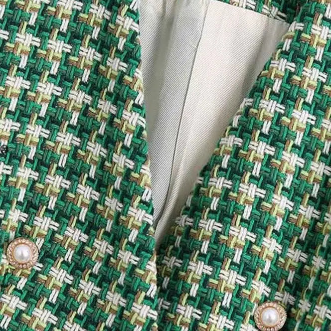 Vintage Woven Blazer Long Sleeve Double Breasted