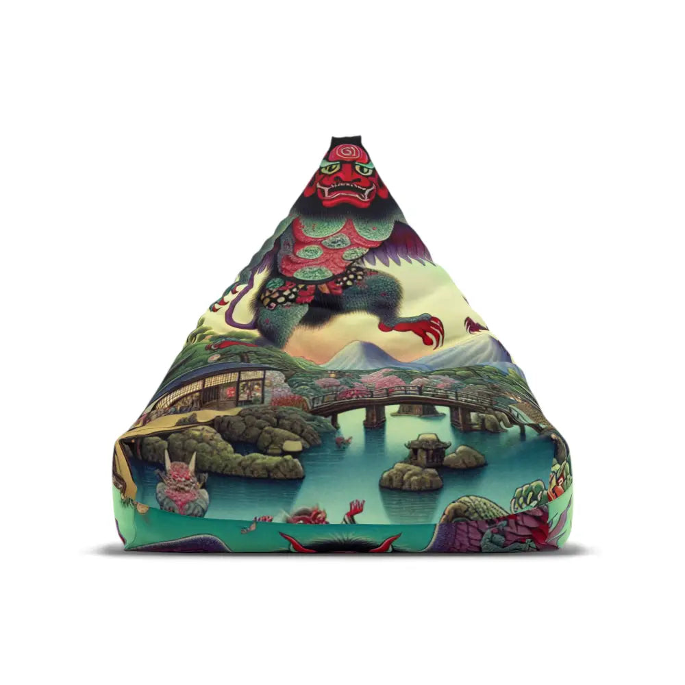 Vivid Bean Bag Chair Cover with Japanese Yokai Design 38’’