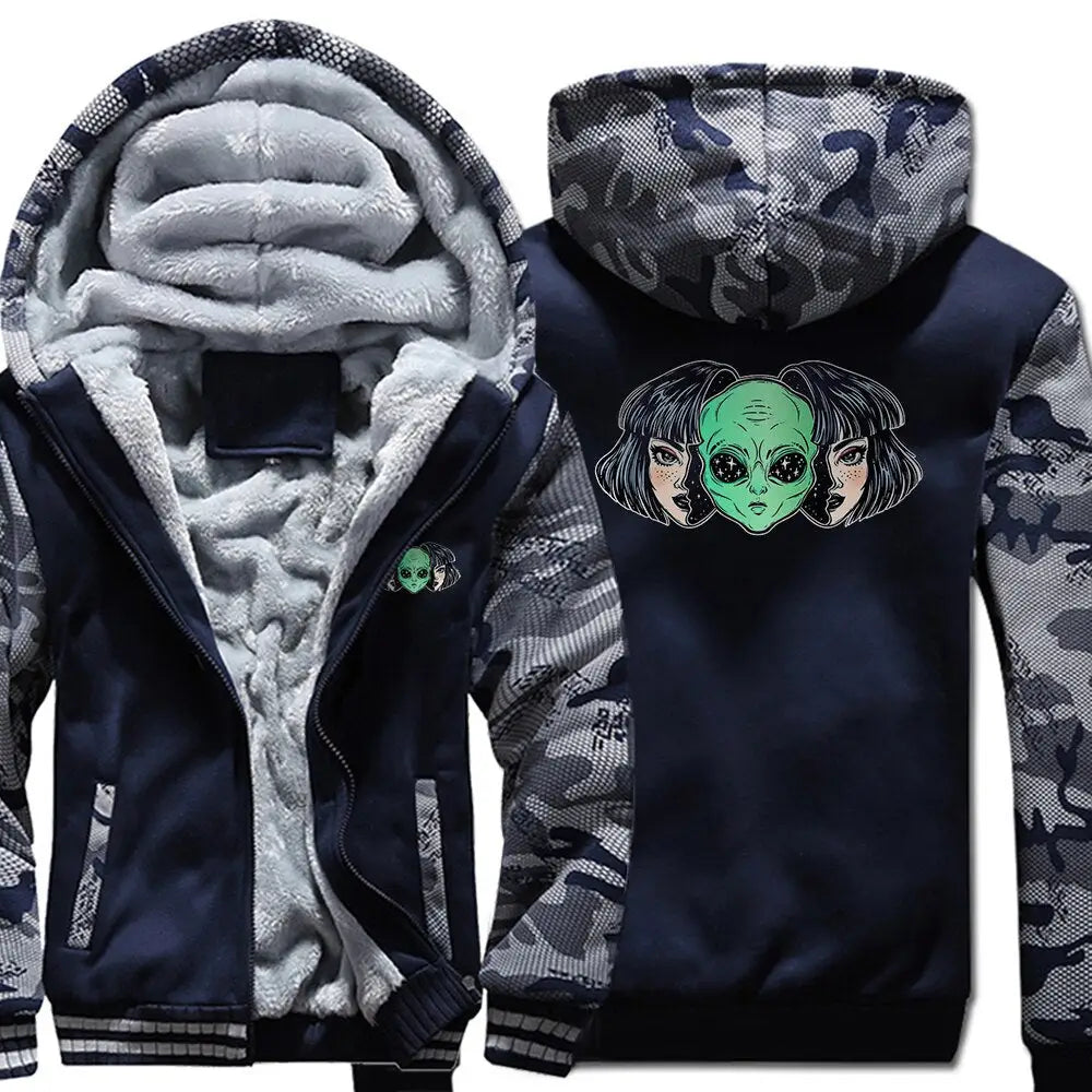 Warm Alien Face Loose Hoodies