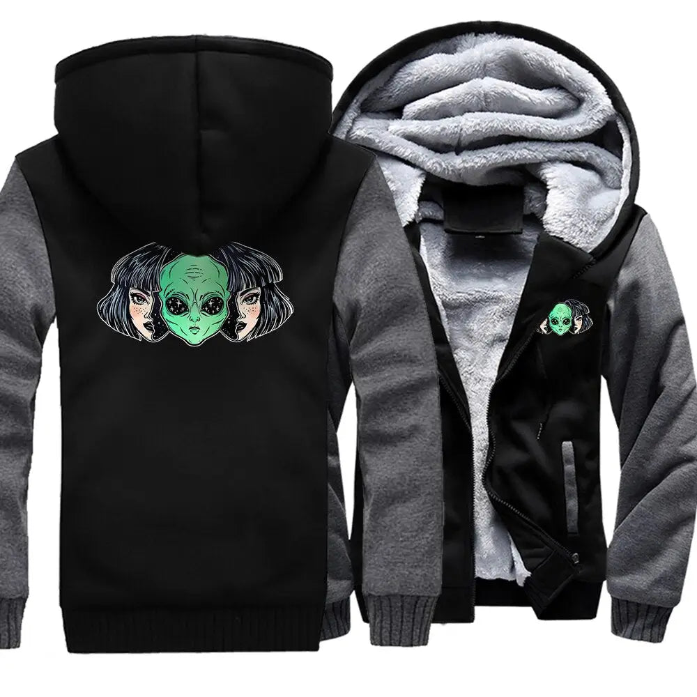 Warm Alien Face Loose Hoodies