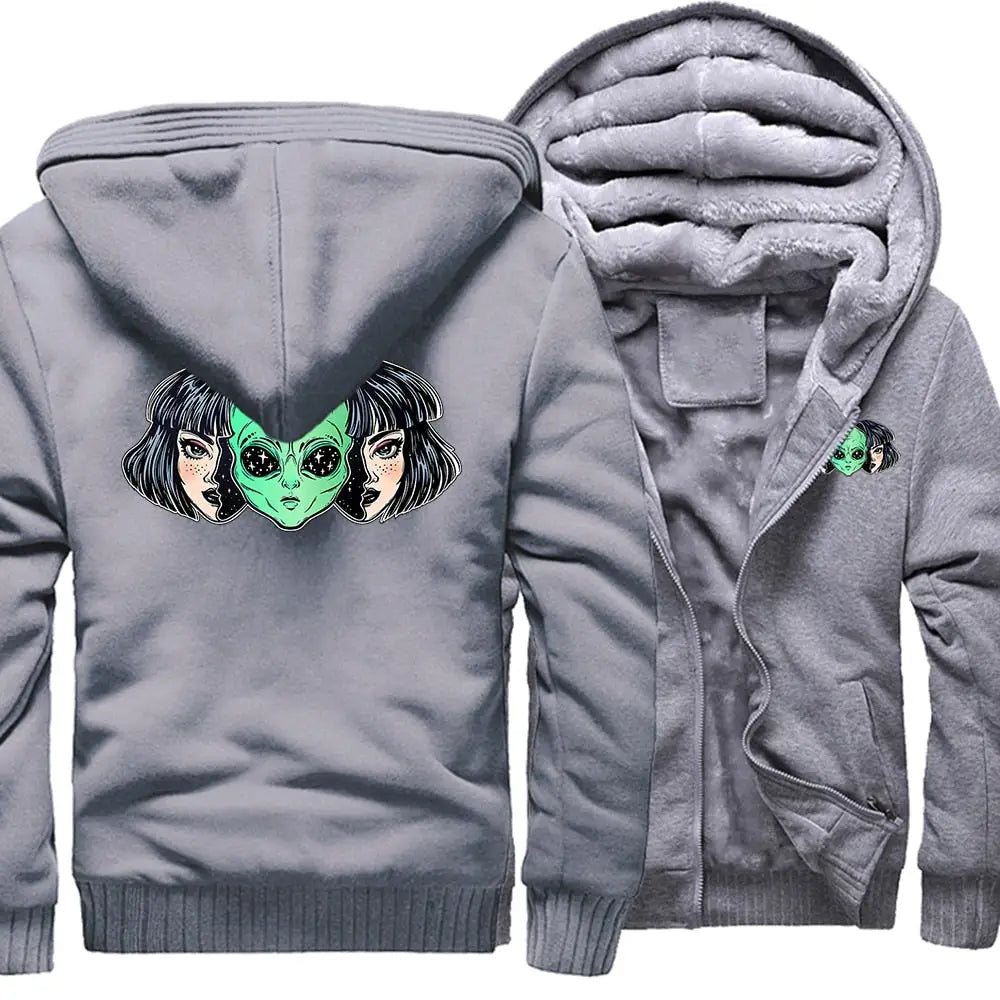 Warm Alien Face Loose Hoodies