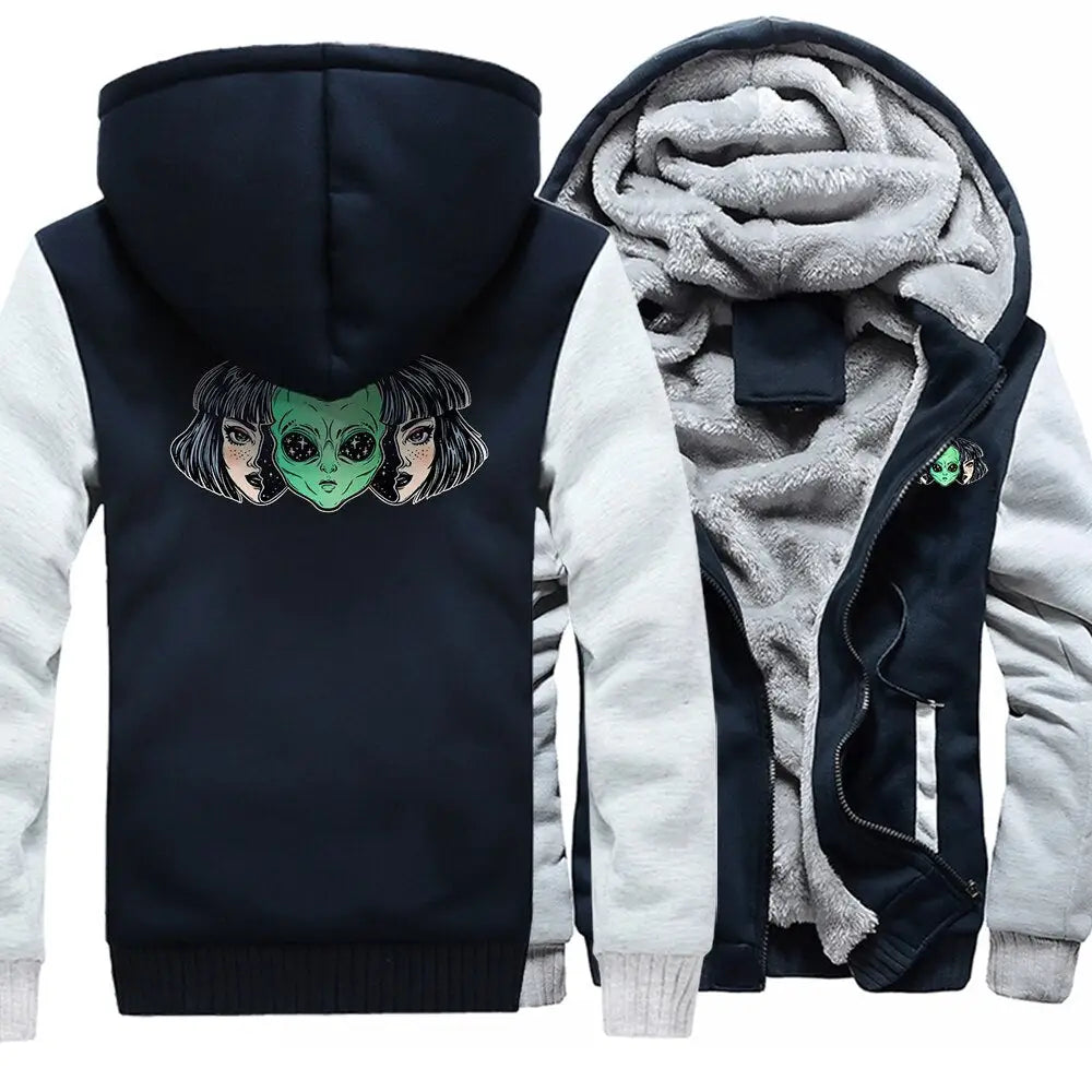 Warm Alien Face Loose Hoodies