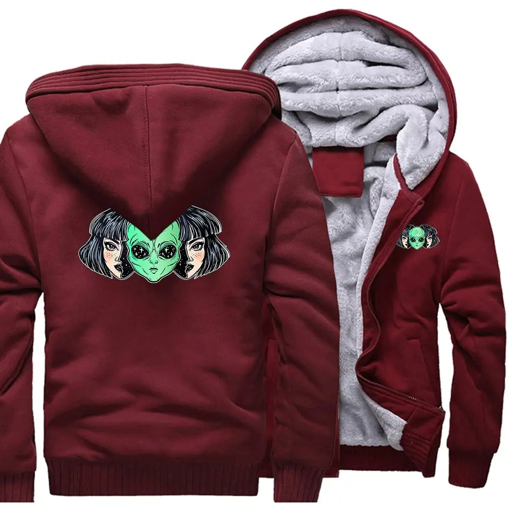 Warm Alien Face Loose Hoodies