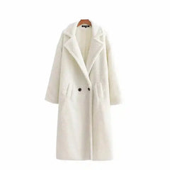 Warm Faux Fur Coat with Fashion Pockets White / S