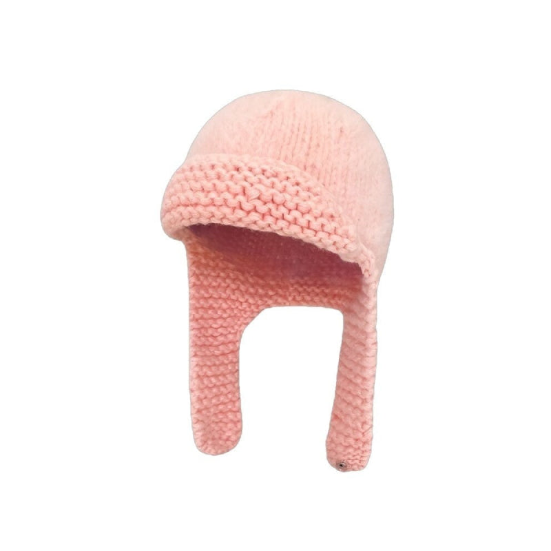 Warm Fluffy Fur Knit With Ear Flaps Beanie - Only Pink / One
