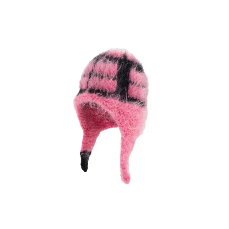 Warm Fluffy Fur Knit With Ear Flaps Beanie