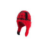 Thumbnail for Warm Fluffy Fur Knit With Ear Flaps Beanie - Red / One Size