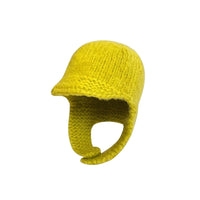 Thumbnail for Warm Fluffy Fur Knit With Ear Flaps Beanie - Yellow / One