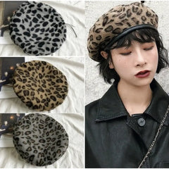 Warm Leopard Print Beret