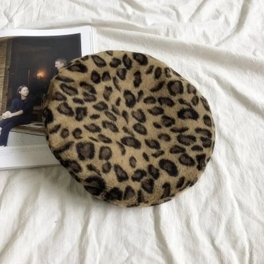 Warm Leopard Print Beret