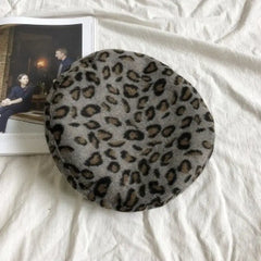 Warm Leopard Print Beret