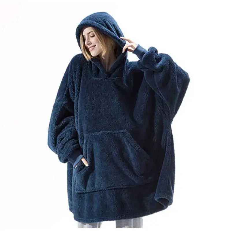 warm oversized winter hoodie - Blue. / One Size - WINTER