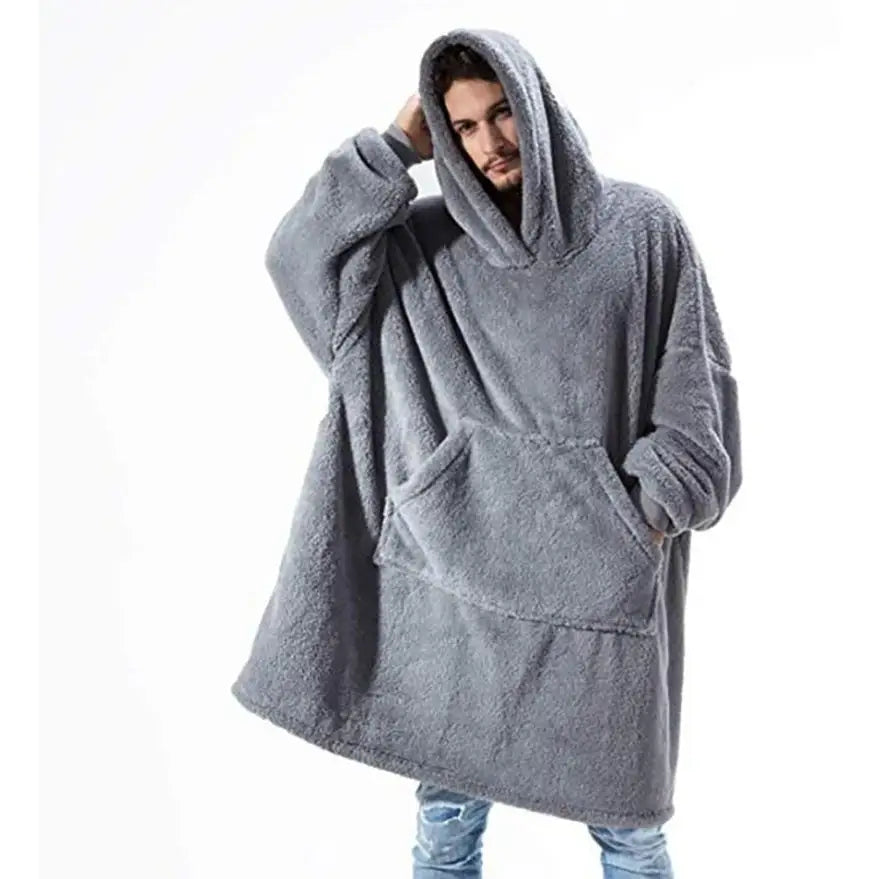 warm oversized winter hoodie - Gray. / One Size - WINTER