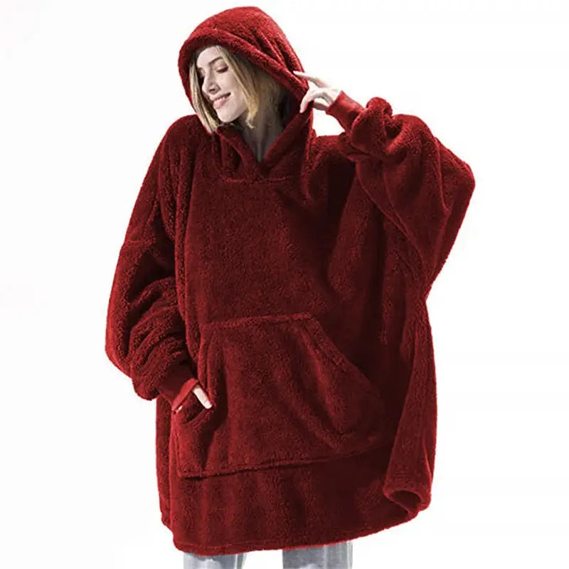warm oversized winter hoodie - Red. / One Size - WINTER