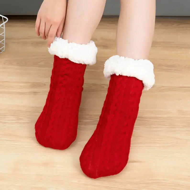 warm oversized winter hoodie - Red socks / One Size