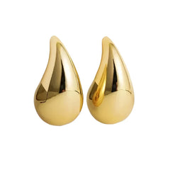Water Drop Plated Stainless Steel Earrings Gold 3.1 cm