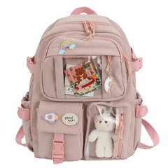 Waterproof Cute Teddy Bear School Backpack for Laptop Pink