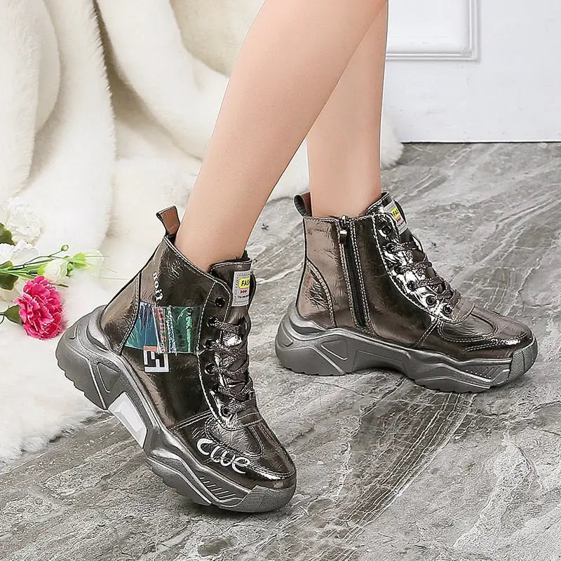 Waterproof Platform Zip High top Plush Warm Ankle Boots