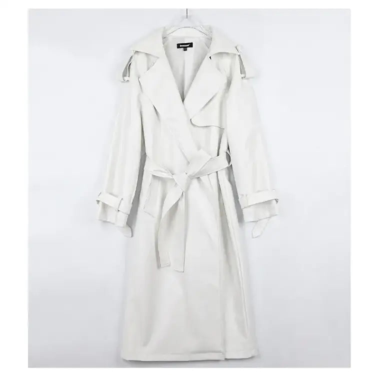 Waterproof PU Leather Trench Coat