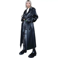 Waterproof Shiny Oversized Long Patent Leather Coat