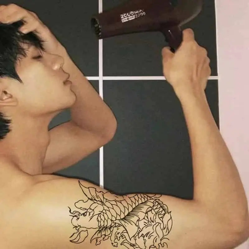 Waterproof Temporary Dragon Sticker Tattoo - Black