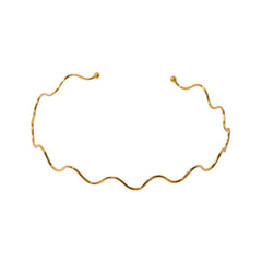 Wave Round Stainless Steel Plated Choker Necklace Gold