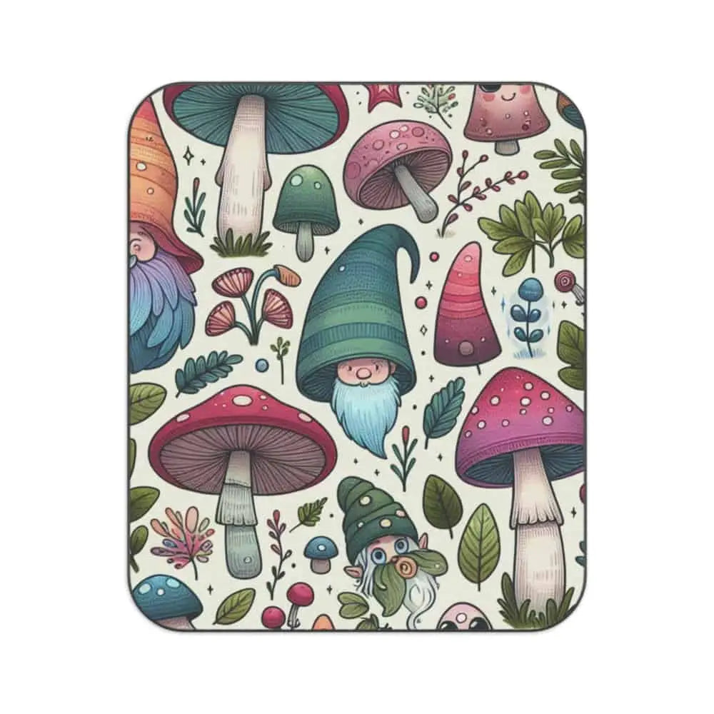 Whimsical Mushrooms Picnic Blanket with Gnomes Pattern 61’’