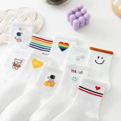 White And Fancy Cotton Socks