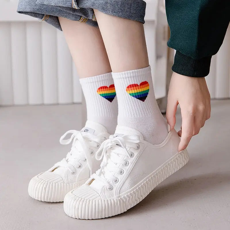 White And Fancy Cotton Socks