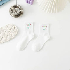 White And Fancy Cotton Socks