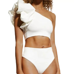 White Asymmetric Split Bikini