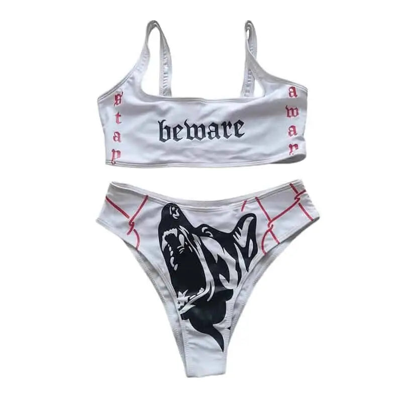 White Beware Wolf Bikini