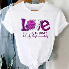 White Funny Cartoon Print T Shirt for Men and Women Love / S