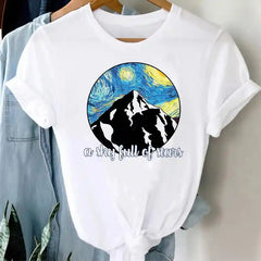 White Funny Cartoon Print T Shirt for Men and Women