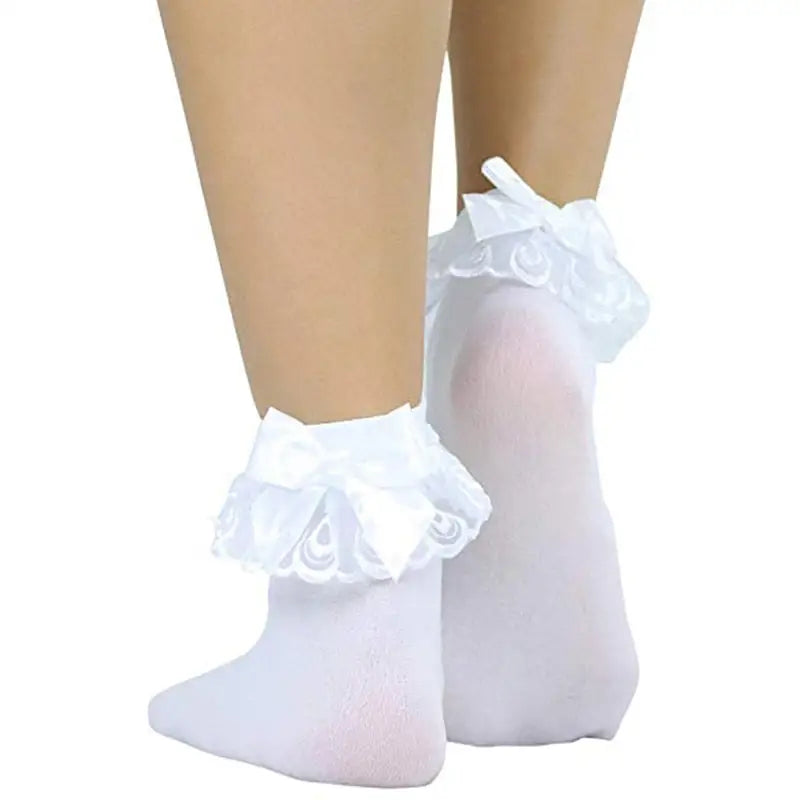 White Lace Ruffle Princess Ankle Socks - One Size