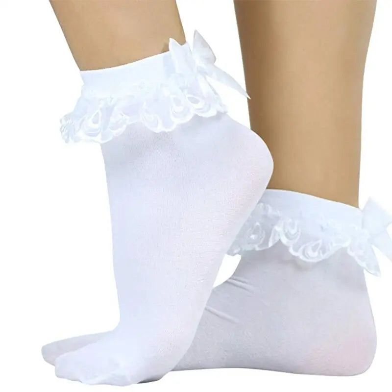 White Lace Ruffle Princess Ankle Socks