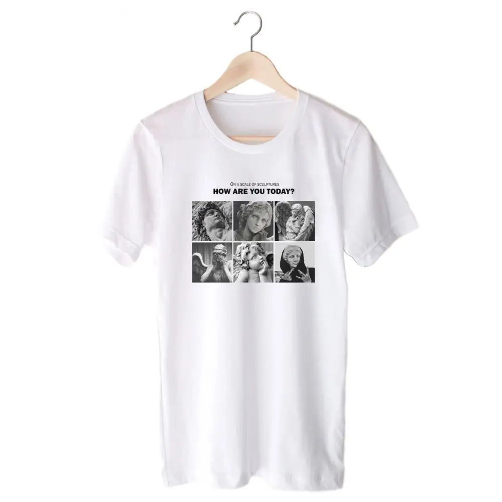 White Sculpture T-Shirt David Design Aesthetic Clothing / S