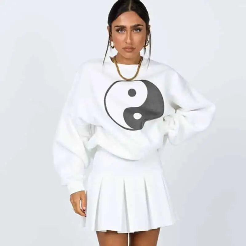 White Yin Yang Oversize Sweatshirt