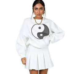 White Yin Yang Oversize Sweatshirt