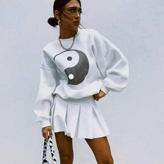 White Yin Yang Oversize Sweatshirt