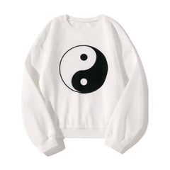 Weißes Yin Yang Oversize-Sweatshirt