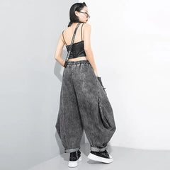 Wide Leg Denim Trousers Pants