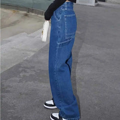 Wide Straight Leg High Waist Denim Pants