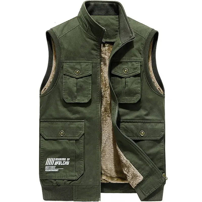 Windproof Baggy Multi-Pocket Vest - Green / XL