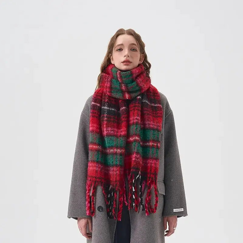 Winter Cashmere Wrap Warm Plaid Scarf