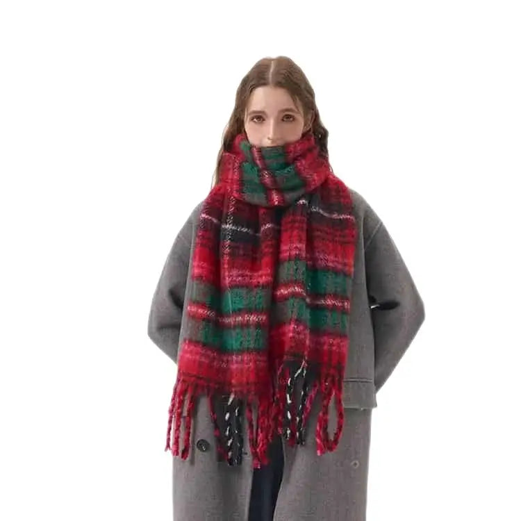 Winter Cashmere Wrap Warm Plaid Scarf