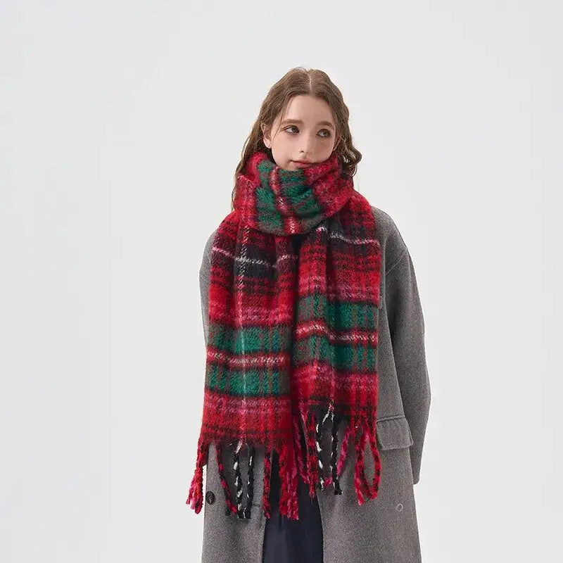 Winter Cashmere Wrap Warm Plaid Scarf