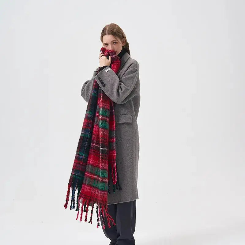 Winter Cashmere Wrap Warm Plaid Scarf