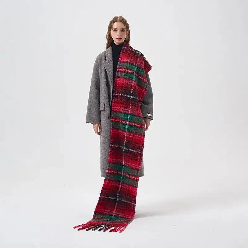 Winter Cashmere Wrap Warm Plaid Scarf